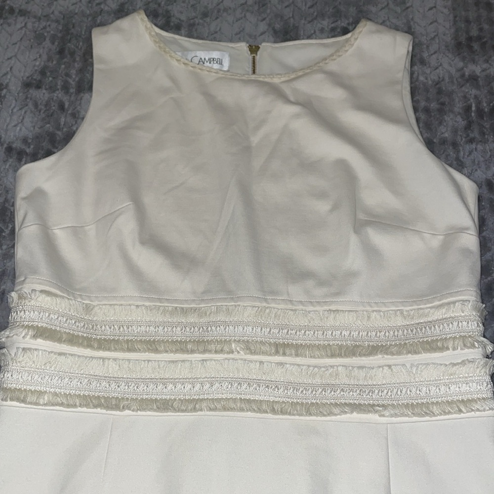 Sara Campbell Sleeveless‎ Dress.  Lined.  Fringe waist.  Size Medium. - Picture 3 of 12